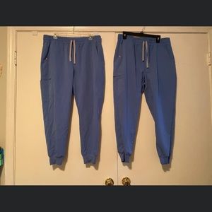 2 pair- Figs High Waisted Zamora jogger Scrub Pants XL Petite Ceil Blue